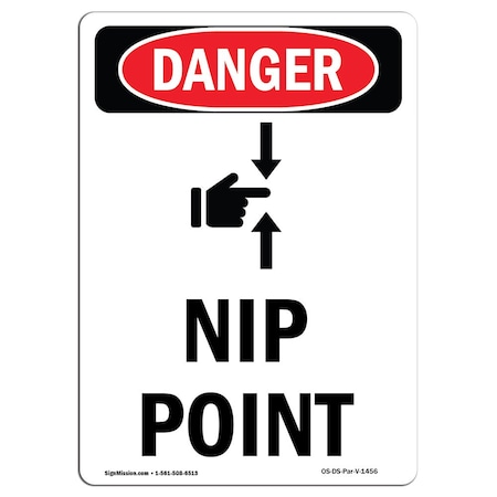 Signmission OSHA Danger Sign, Nip Point, 14in X 10in Rigid Plastic, 10" W, 14" L, Portrait, Nip Point OS-DS-P-1014-V-1456